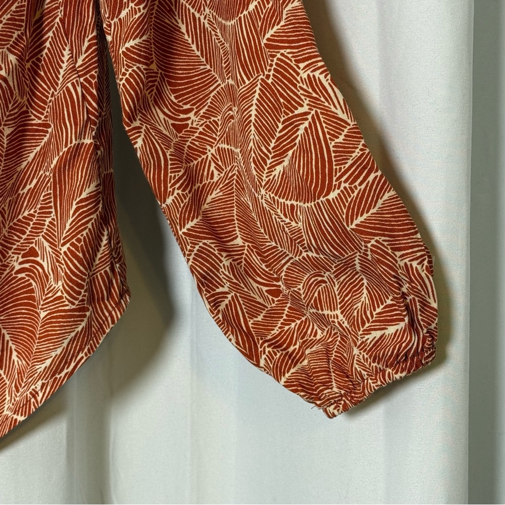 Bohme Rust Floral Boho Blouse Cottagecore Tie Neck Peasant Top XS NWT - Picture 6 of 10
